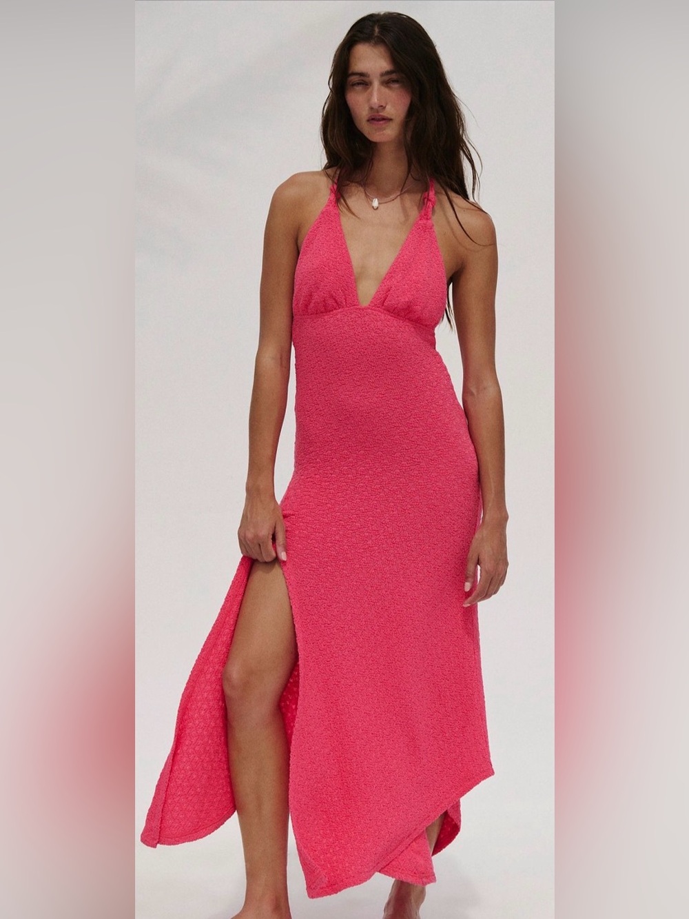 Free People Amelie Midi Dress. NWT. Miami beet